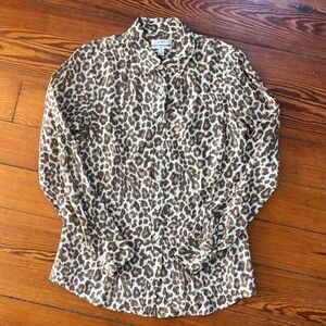 J. Crew Silk Cotton Perfect Fit Shirt in Leopard Print